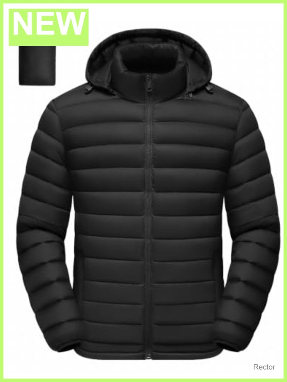 Men's Puffer Jacket Packable Hooded Nylon Down Alternative Lightweight Winter